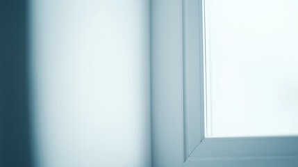 Closed PVC window in a softly lit room with a clean and simple composition.