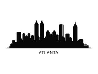 Atlanta Skyline Silhouette: A sleek, modern illustration of Atlanta's iconic skyline, showcasing the city's unique architectural character and urban landscape in a minimalist silhouette.
