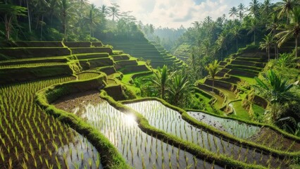 Lush green rice terraces