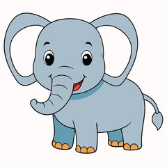 Fototapeta premium Vector art of cute cartoon baby elephant isolated on white background