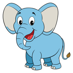 Vector art of cute cartoon baby elephant isolated on white background, happy and playful