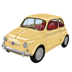 Illustration of a retro car in yellow color, transparent background
