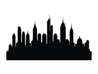 Obraz premium City Silhouette: A dark, striking silhouette of a modern cityscape, capturing the essence of urban architecture against a backdrop of open space. 