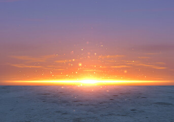 Fototapeta premium sunrise over calm ocean with glowing horizon