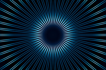 Abstract futuristic background with dark blue radial rays of light and a bright centered burst effect
