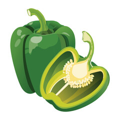 Healthy Pepper Vegetable Cross Section Food - Vector Illustration