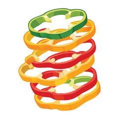 Healthy Bell Pepper Vegetable Slices Stacked - Vector Illustration