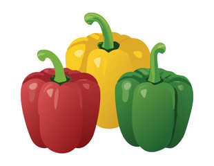 Colorful Bell Pepper Vegetable Pods Pile - Vector Illustration