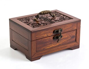Ornate wooden box with carved design