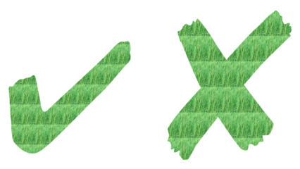 Green Grass Check and Cross Symbols for Presentation, Checkmark And Cross Mark Transparent Background