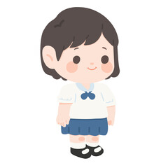 Graphic art of a female student in her school uniform