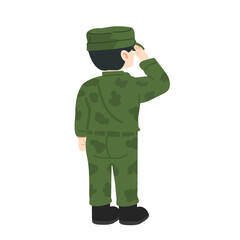 Illustration of Soldier Saluting in Camouflage Uniform