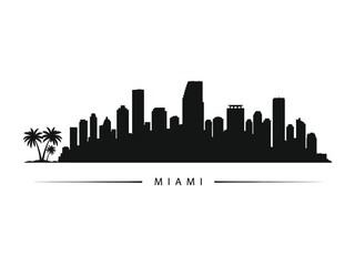 Obraz premium Miami Skyline: The iconic silhouette of the Miami skyline, capturing the city's famous landmarks and vibrant essence.