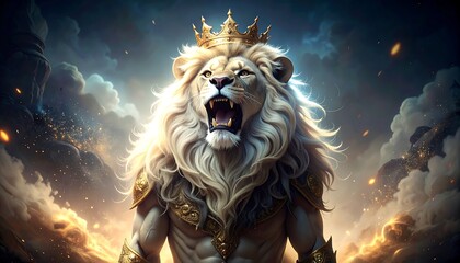 Majestic lion king, roaring