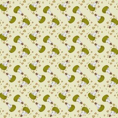 Halloween seamless pattern on green background. Halloween potion element print for fabric texture, decoration, wrapping paper.