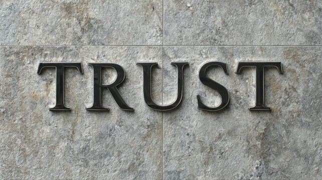 Silver TRUST Typography on Light Grey Background