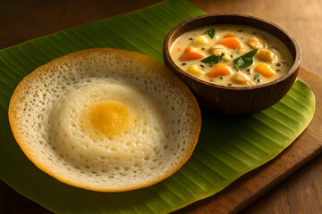 south indian food appam with stew curry