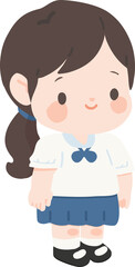 Cartoon drawing of a schoolgirl in a uniform