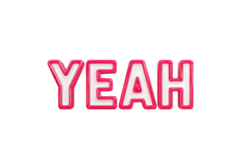 Neon Pink Yeah Sign Bright Text on Transparent Background Vibrant Modern Style