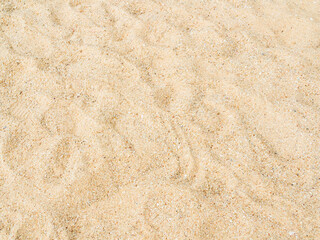 Nature travel background, sand beach close up texture summer desert zen garden coast ocean for vacation, hot tropical scene nature, holiday dune pile dry brown heap