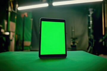 Transforming mobile devices into tablets in a studio with green screen setup, transforming phones into tablets the video has the effect of camera movement green screen