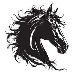 Majestic Horse Portrait Silhouette Revealing Strength and Grace A Timeless Equestrian Art Piece in Striking Black and White