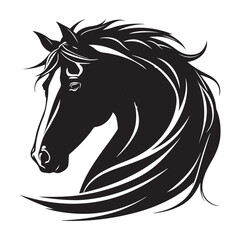 Majestic Horse Head in Silhouette - A Symbol of Strength Elegance and Graceful Movement Depicting Power and Beauty