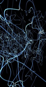 Waving lines moving up in a space. Loop. 4K Vertical