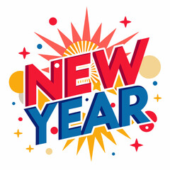 new year vector poster on white background