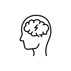 IQ test outline icons, minimalist vector illustration ,simple transparent graphic element .Isolated on white background