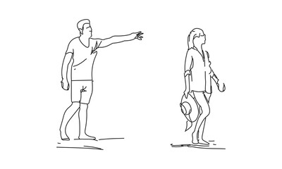 Line Drawing of Two People Interacting