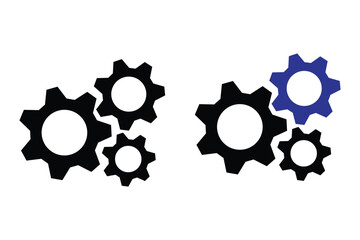 Gears shapes line icons. Flat machine gear icon. Wheel cogwheel vector. Simple outline isolated elements. Black gear.