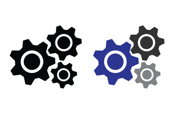 Gears shapes line icons. Flat machine gear icon. Wheel cogwheel vector. Simple outline isolated elements. Black gear.