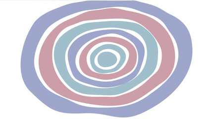 Abstract illustration of concentric oval shapes in shades of blue pink and teal color palette