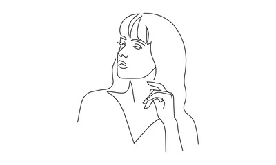 Minimalist Line Drawing Portrait of a Woman with Obscured Face