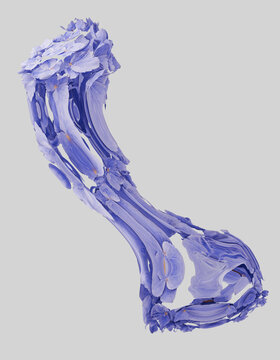 3D rendering of distorted hydrangea flower in surreal style