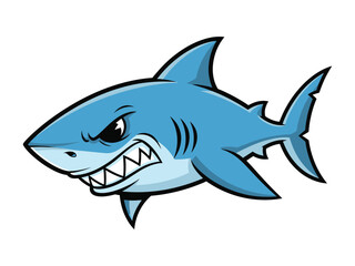 Aggressive Shark Illustration: This vivid illustration depicts an aggressive shark, its sharp teeth bared in a menacing display.