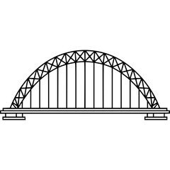 Arch Bridge Silhouette: A minimalist illustration of a sturdy arch bridge, showcasing its elegant curve and geometric design. perfect for designs related to structures and architecture.