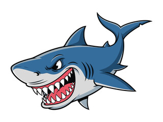 Obraz premium Mischievous Ocean Predator: A vibrant illustration of a fierce shark, showcasing sharp teeth, a menacing gaze, and a dynamic pose that exudes power and intimidation.