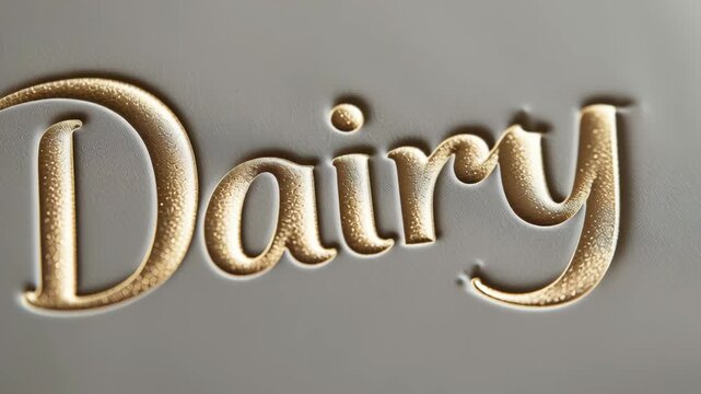 Dairy packaging concept ,Elegant Dairy Logo with Golden Embossed Typography Smooth Surface, Showcasing Quality and Richness