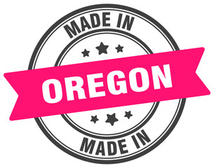 Made in Oregon round sign. Made in Oregon stamp.