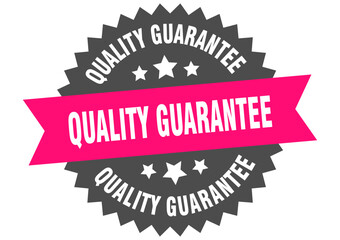 quality guarantee. quality guarantee round pink label isolated on transparent background