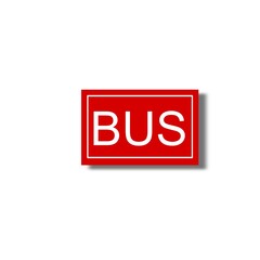 Bus written on red rectangle shape 