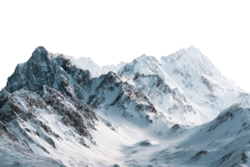 Snowy mountain range, dramatic peaks
