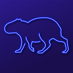 capibara neon sign, colorful modern design trends on black background. Vector illustration.
