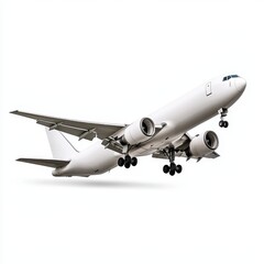 Obraz premium White Airplane Taking Off Against White Background