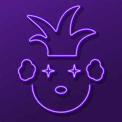 clown neon sign, colorful modern design trends on black background. Vector illustration.