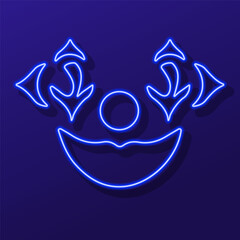 clown neon sign, colorful modern design trends on black background. Vector illustration.