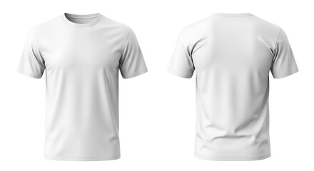 White tshirt front and back view isolated on white background