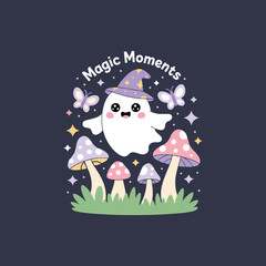 Magical Ghost Among Pink Mushrooms

